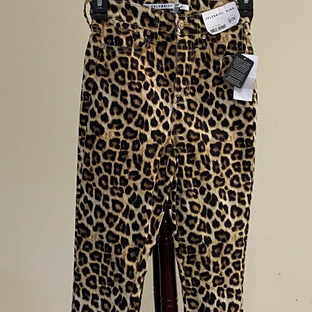 Celebrity Pink High-Rise Ankle Skinny  0/24 Cheetah Print Juniors Pants NWT